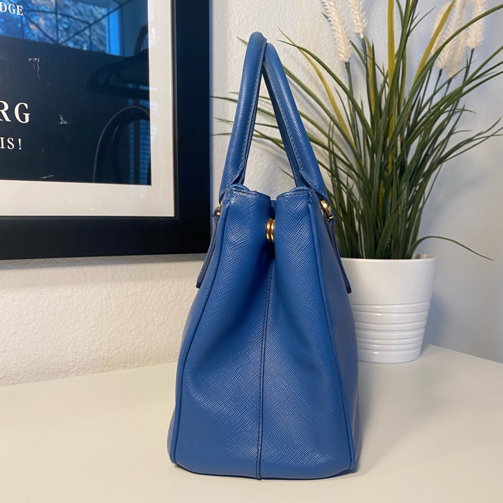 PRADA Galleria Small Saffiano Leather Tote In Blue - Picture 8 of 17